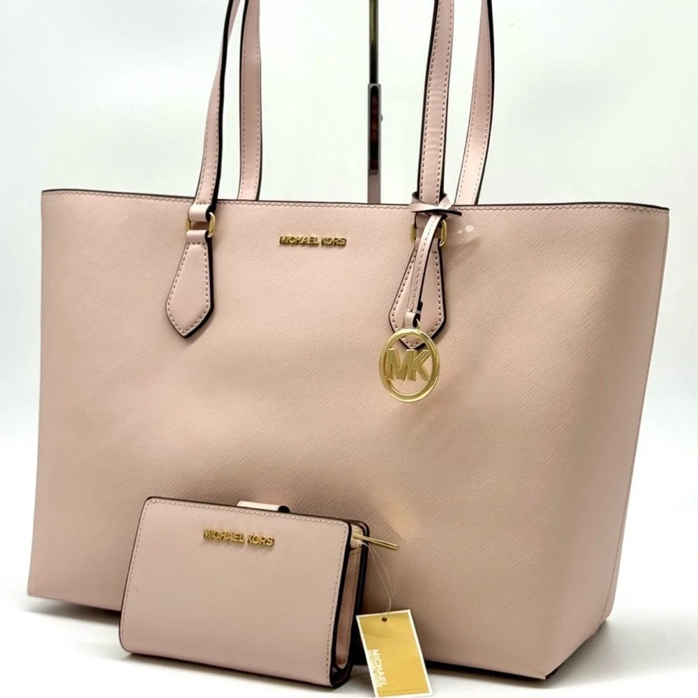 Michael Kors Sheila Large Logo Tote Bag & Matching Bifold Wallet Powder Blush